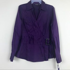 Apt 9 NWT Faux Wrap Long-Sleeve Shirt